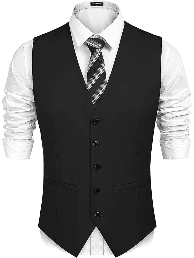 2-Piece Two Button Solid Prom Tuxedo Blazer Vest Set (US Only)