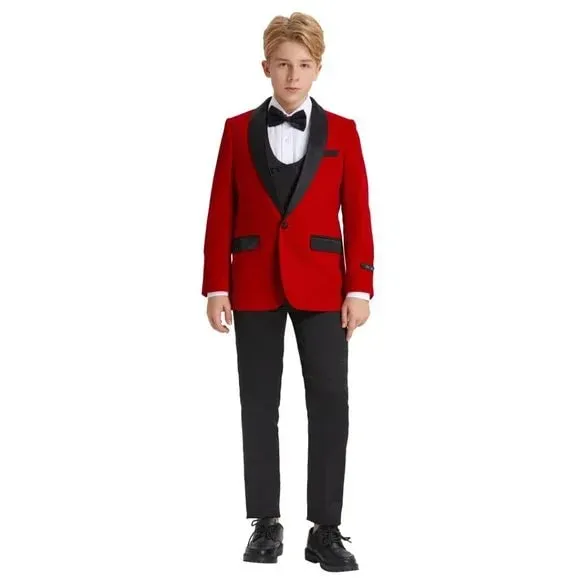 5pc Red Boys Velvet  Includes Bowtie Tuxedo by Tazio