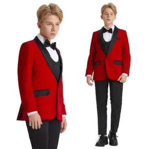 5pc Red Boys Velvet  Includes Bowtie Tuxedo by Tazio