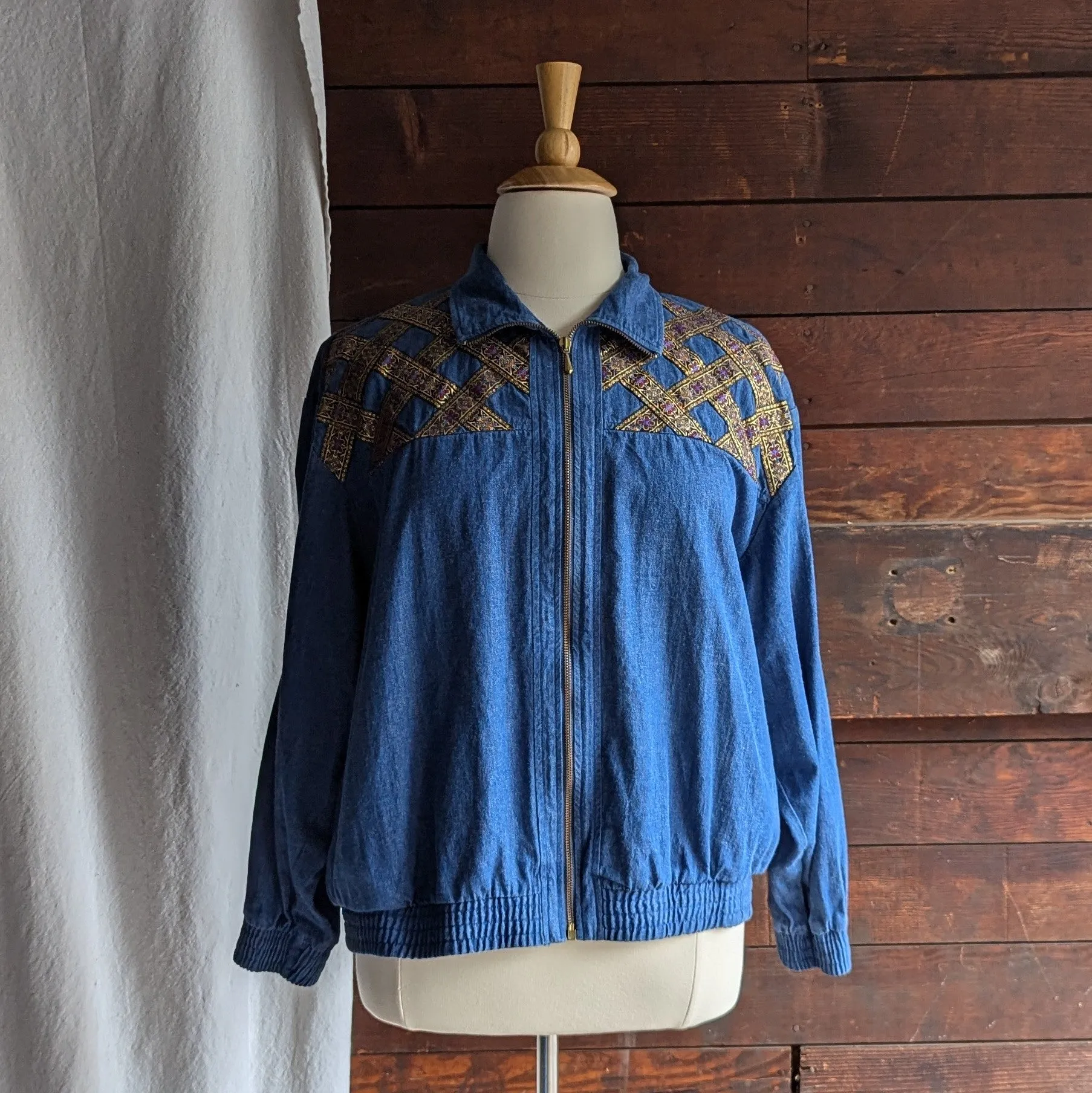 90s Vintage Plus Size Embellished Denim Jacket