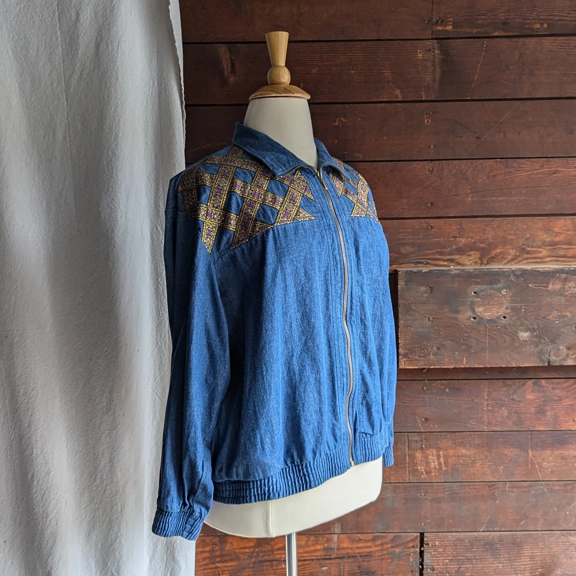 90s Vintage Plus Size Embellished Denim Jacket