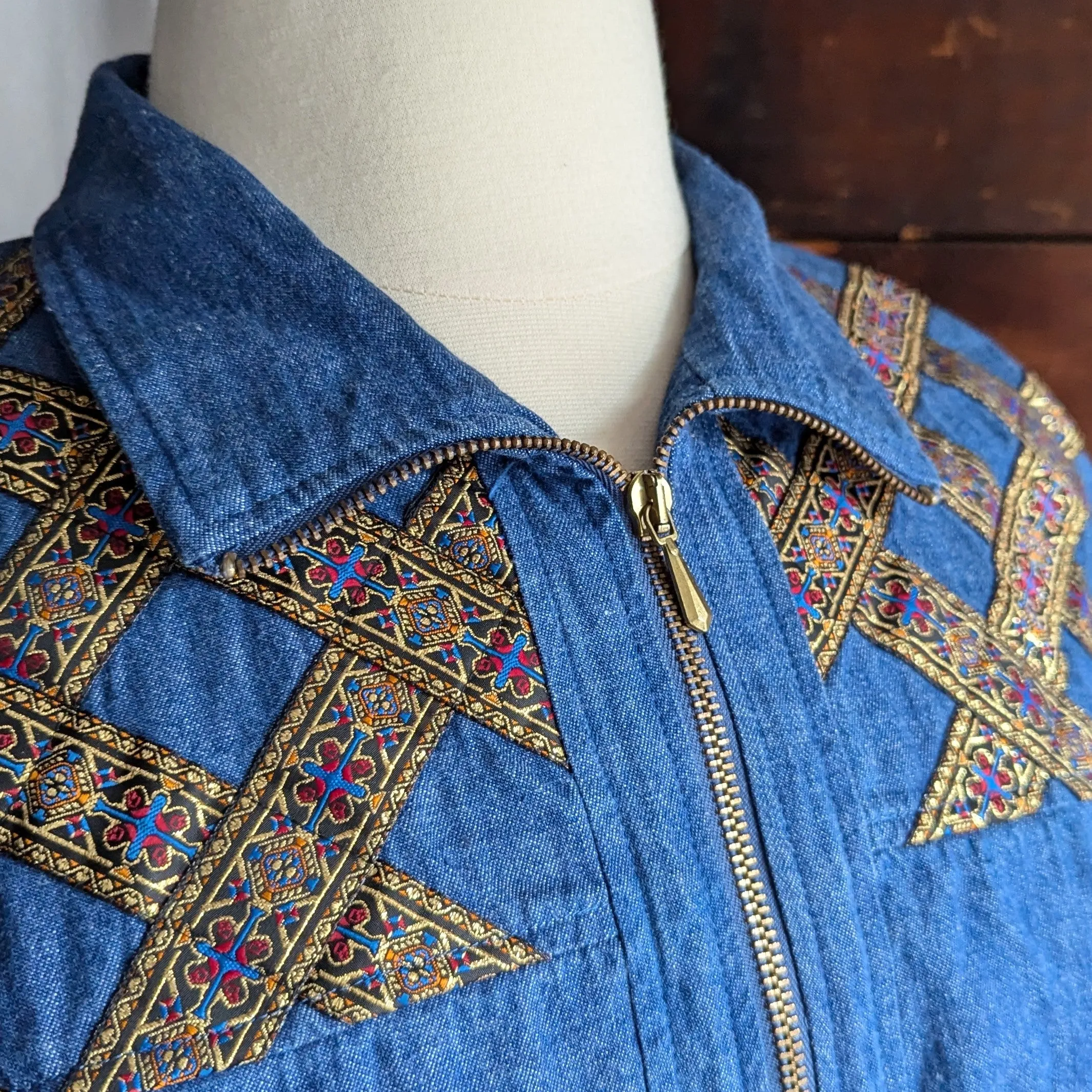 90s Vintage Plus Size Embellished Denim Jacket