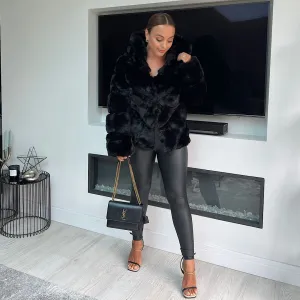 ALBA Black Hooded Faux Fur Coat