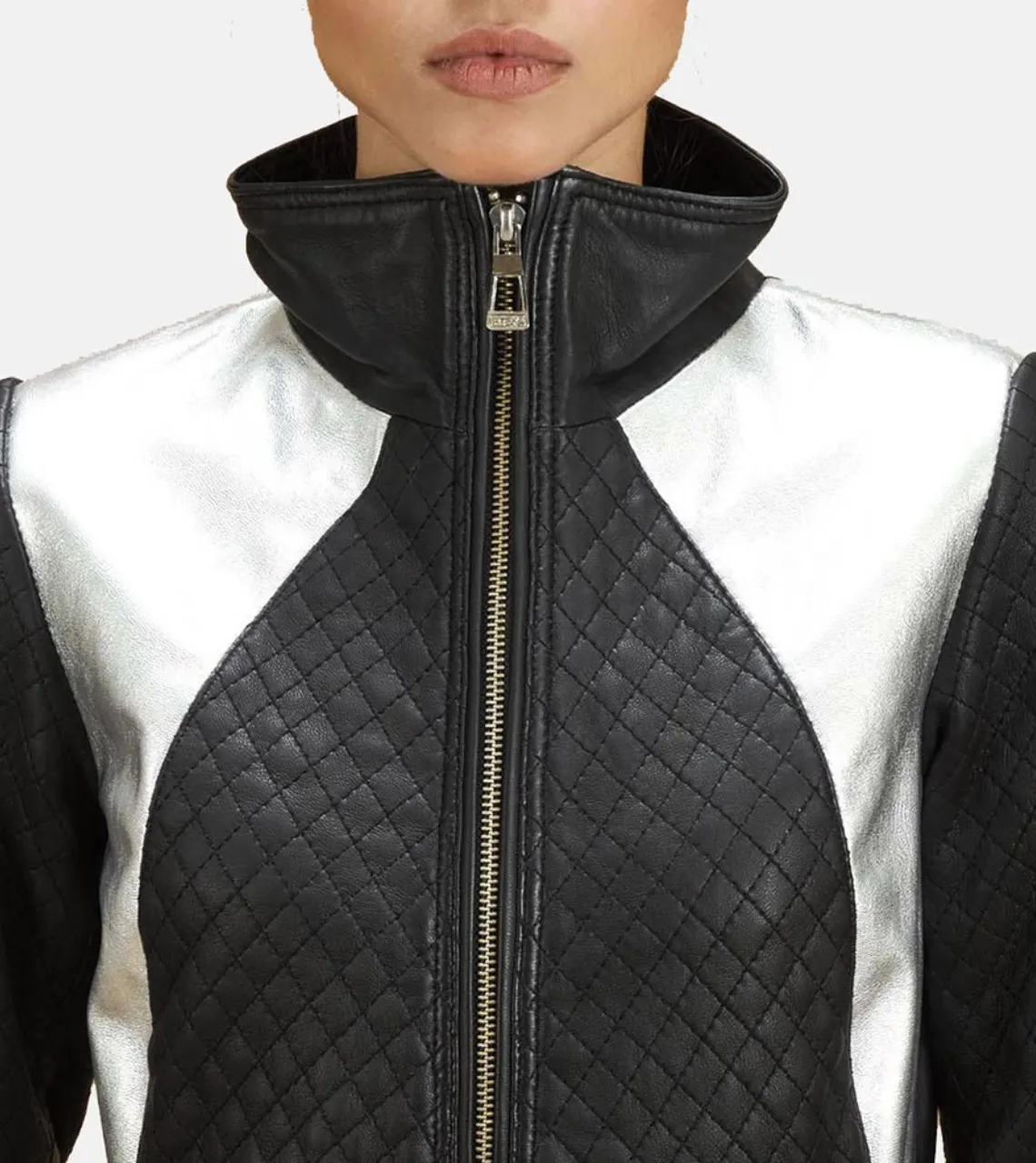 Alia Metallic Black Women's Biker Leather Jacket