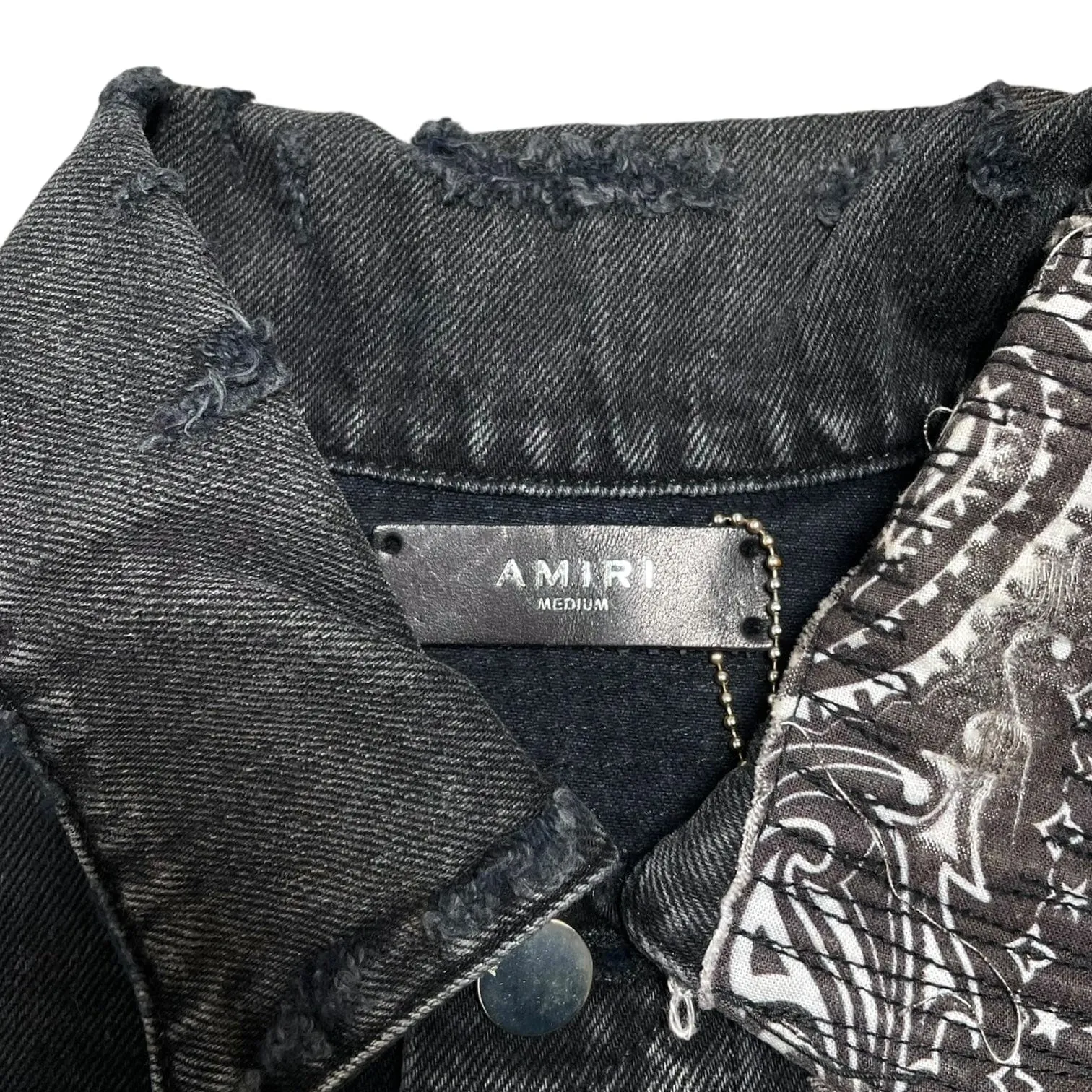 Amiri Bandana Art Patch Denim Jacket Aged Black