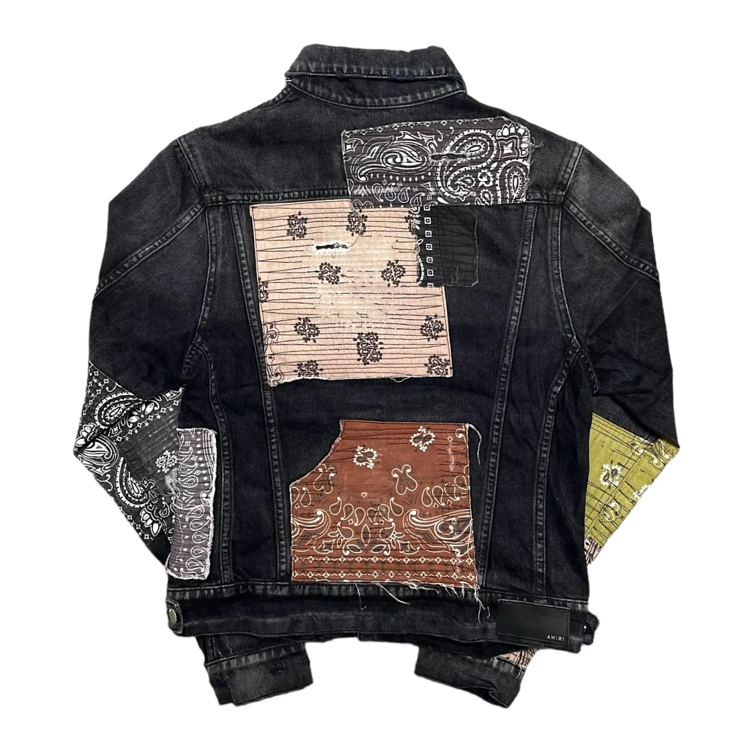 Amiri Bandana Art Patch Denim Jacket Aged Black