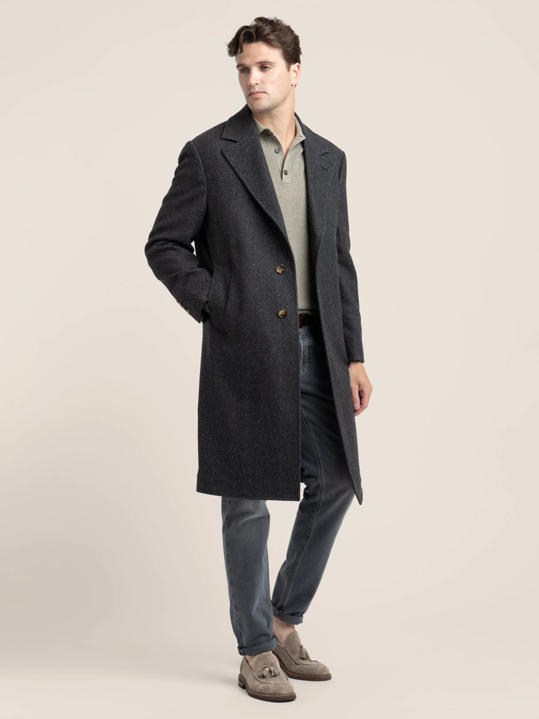 Anthracite Grey Wool-Silk-Cashmere Coat