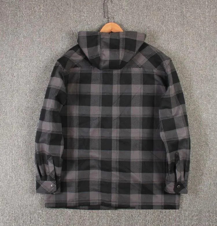 ASHORESHOP Men's Fleece Check Shirt Jacket