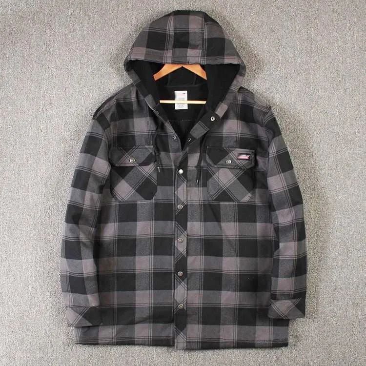 ASHORESHOP Men's Fleece Check Shirt Jacket