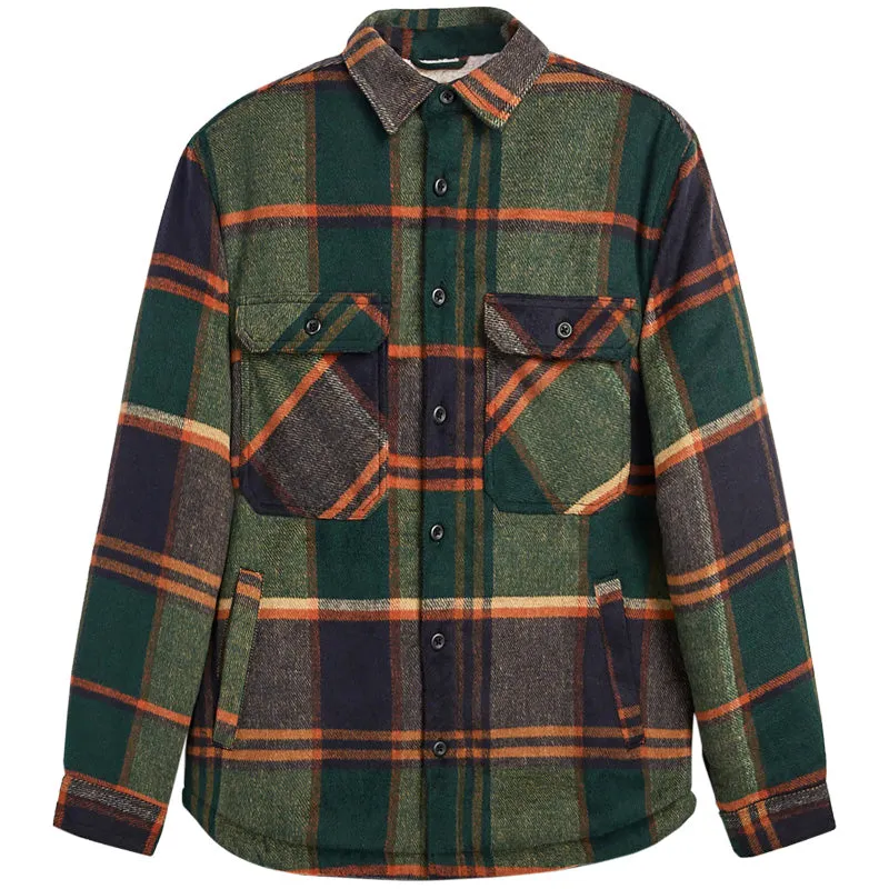 ASHORESHOP Men's Fleece Check Shirt Jacket