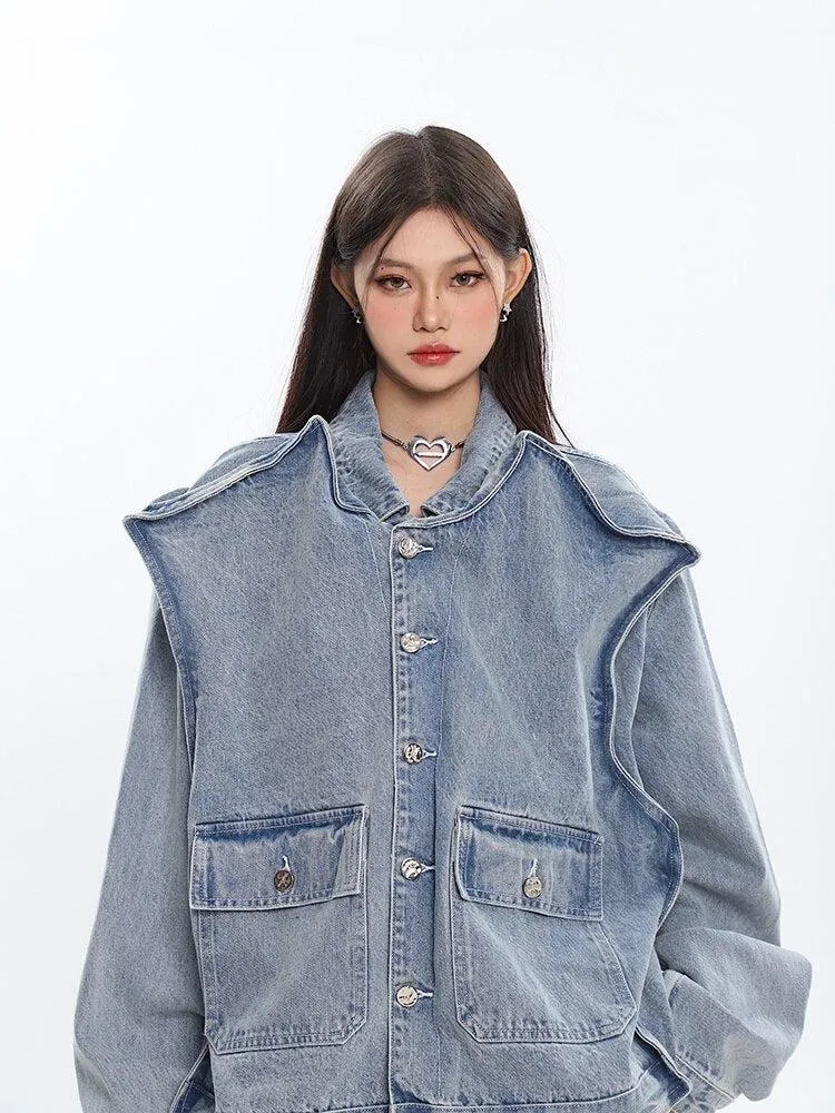 Asymmetric Design Denim Jacket