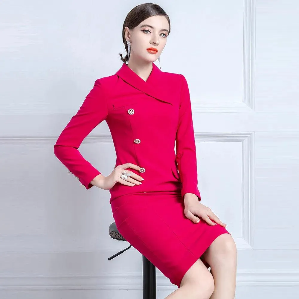 Autumn/Winter Celebrity Suit Dress: Sleek, High-End Formal Wear for Women