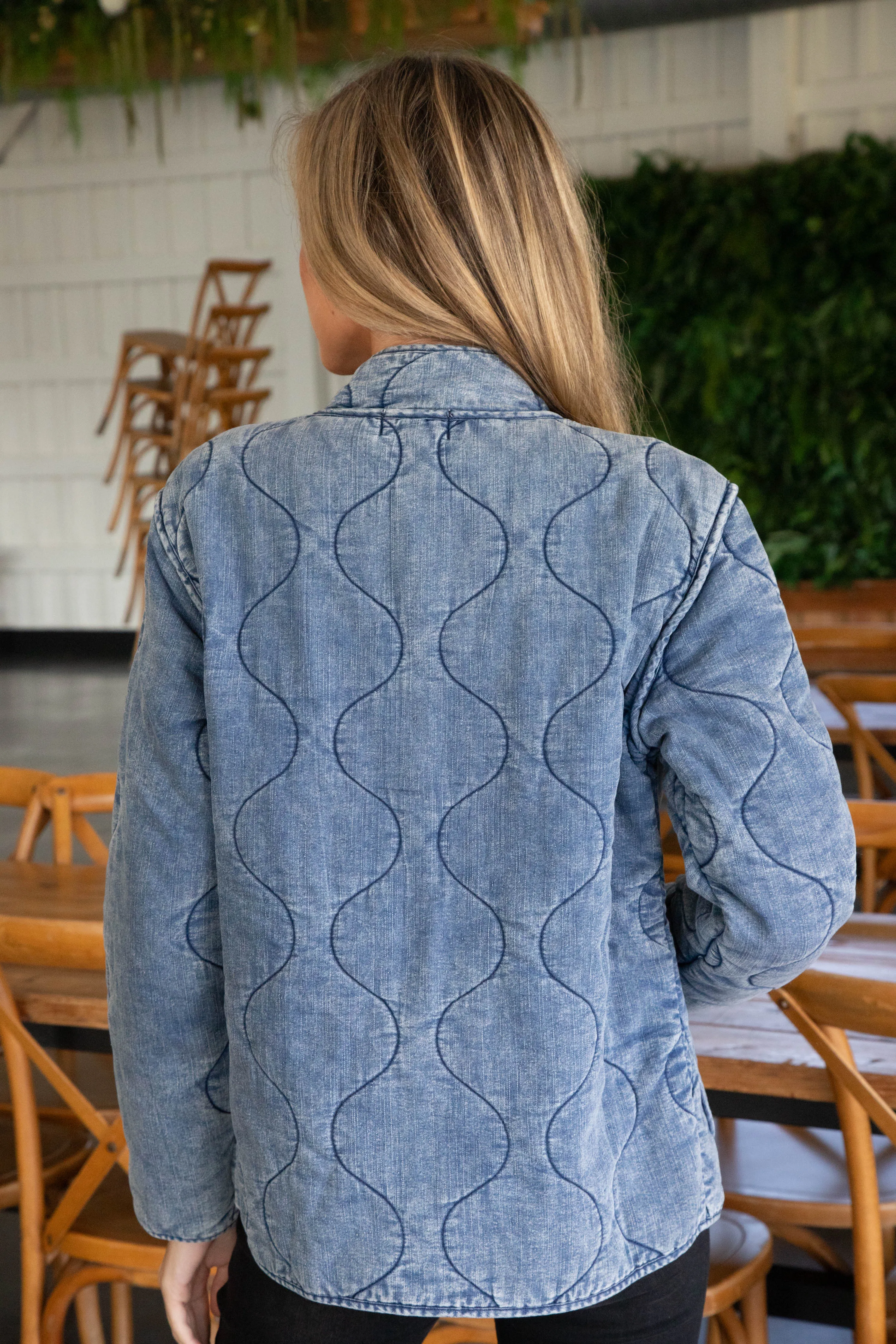 Ayra Snow Washed Quilted Jacket, Denim