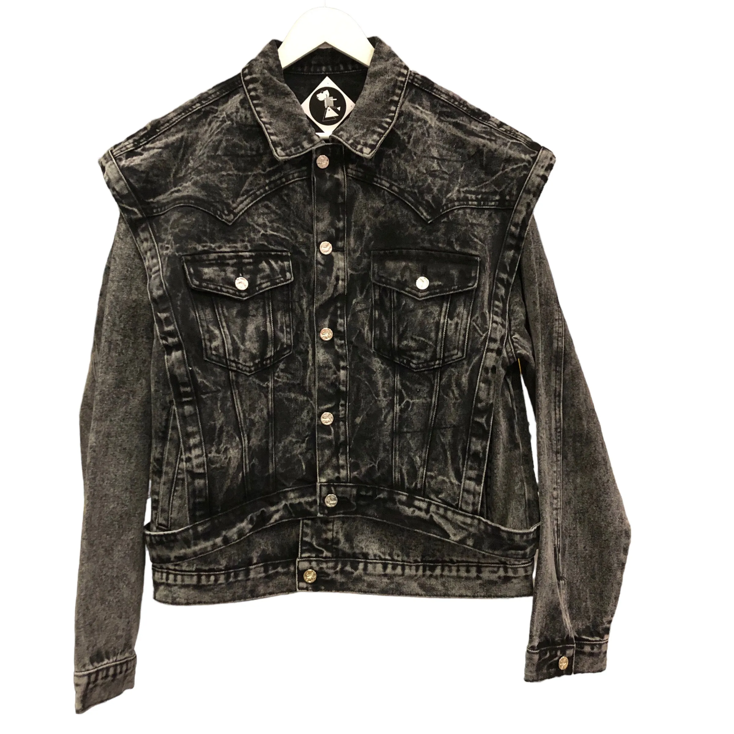 Back in Stock! Black Acid Denim Jacket Vest Set