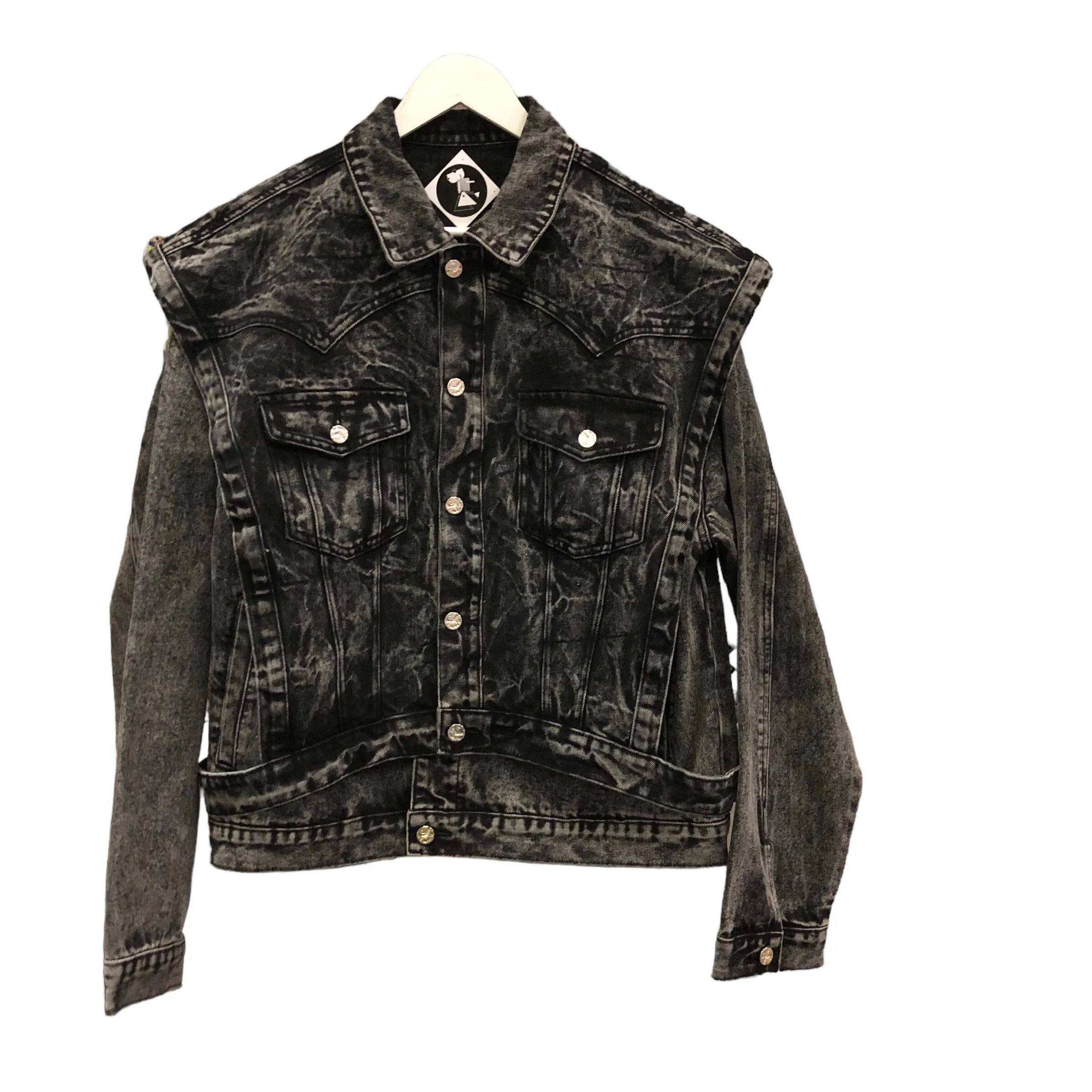 Back in Stock! Black Acid Denim Jacket Vest Set