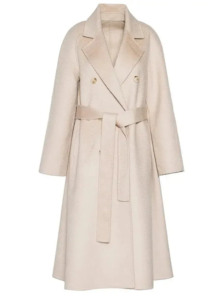 Belted Double-Breasted Wool Cashmere Coat