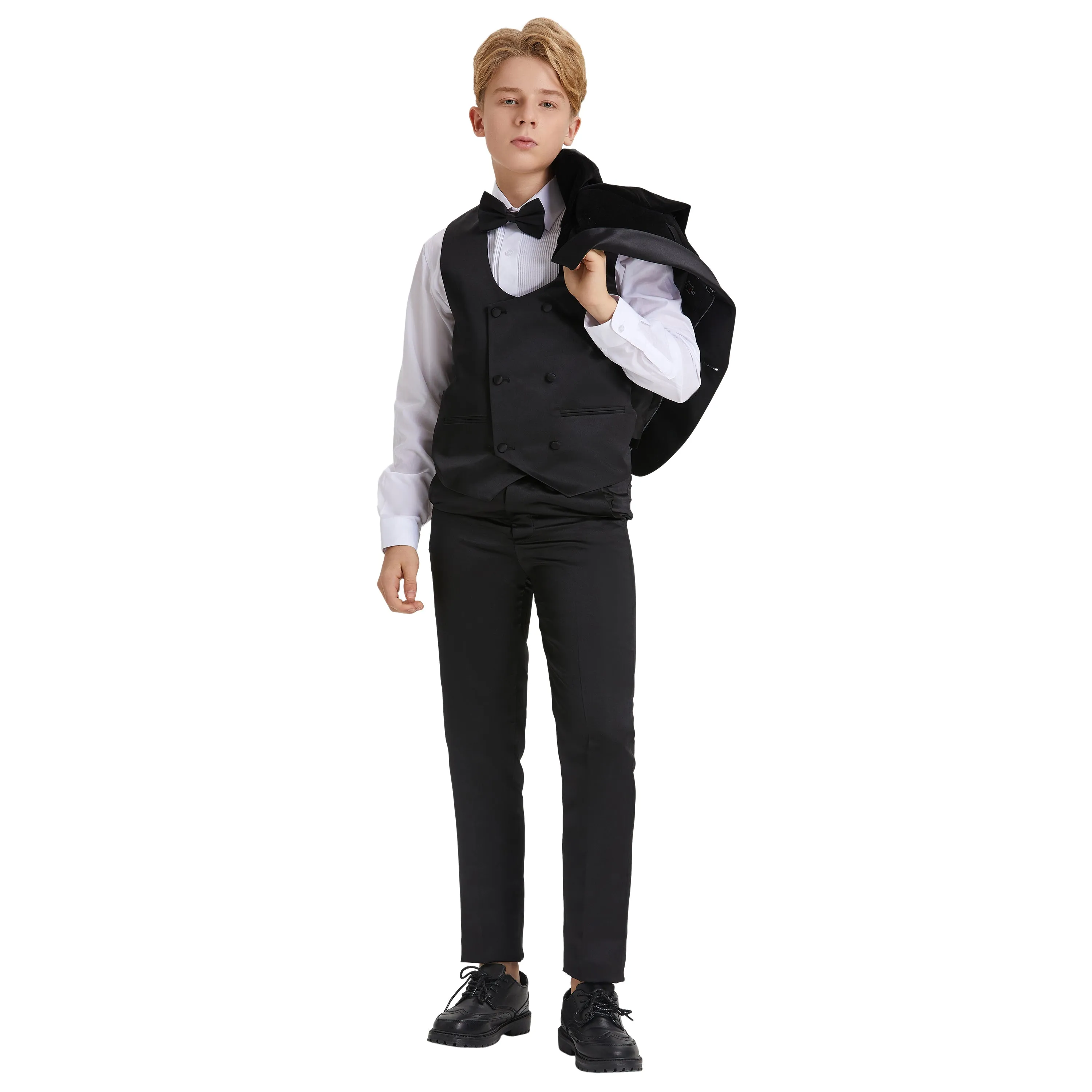 Big Boys 8-20 Christmas Deluxe Velvet 5-Piece Suit Set with Dress Shirt and Bowtie