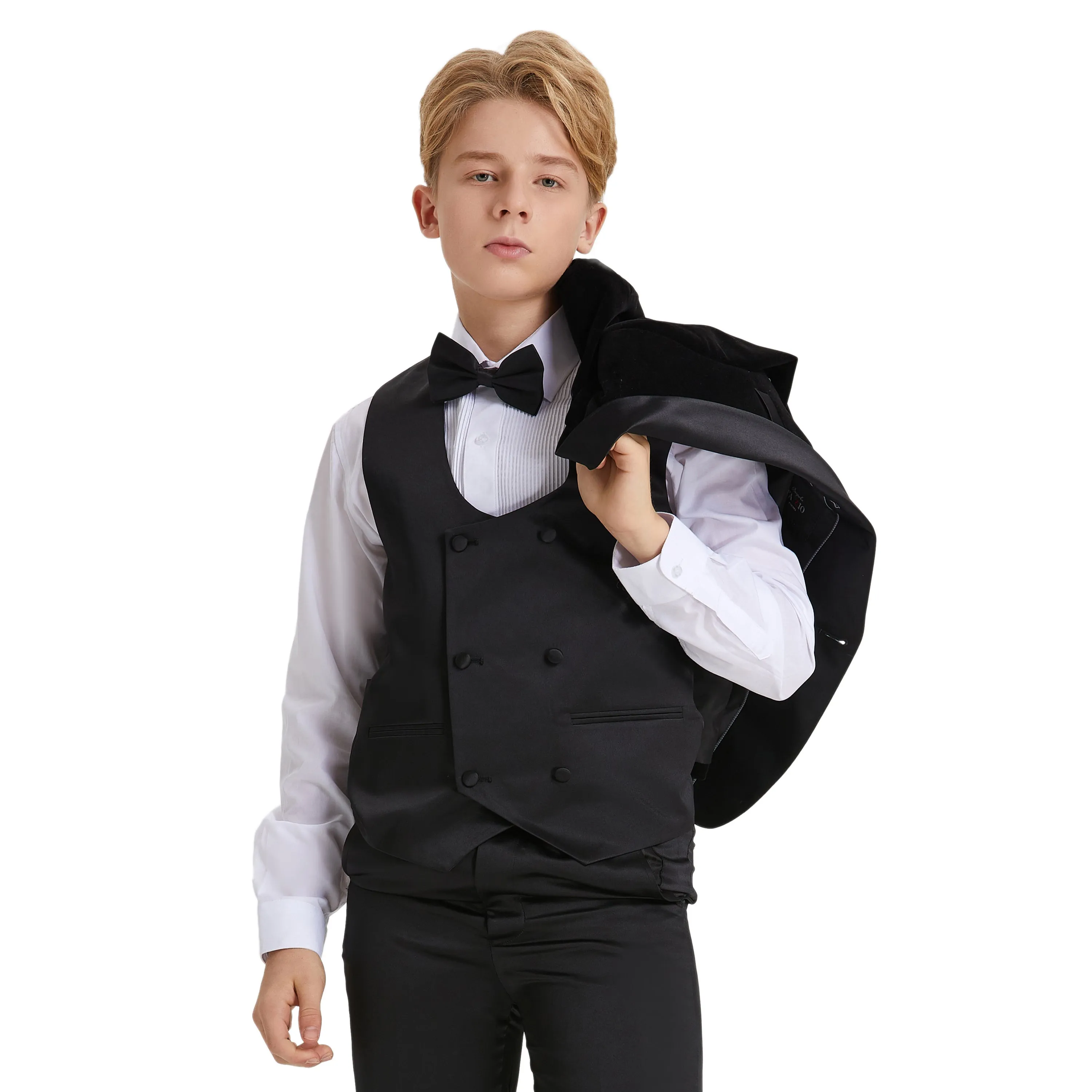 Big Boys 8-20 Christmas Deluxe Velvet 5-Piece Suit Set with Dress Shirt and Bowtie