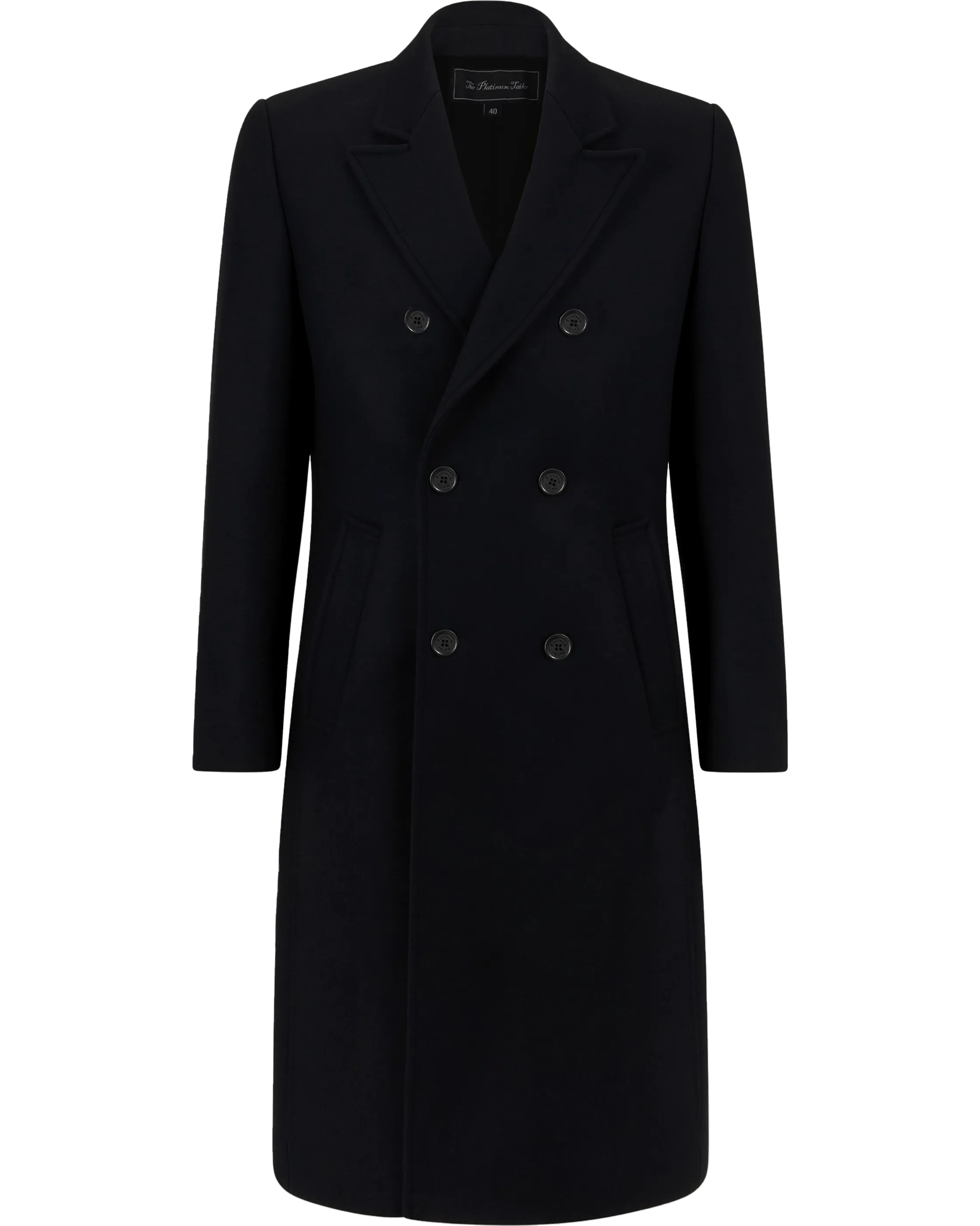 Black Double Breasted Wool Cashmere Long Overcoat