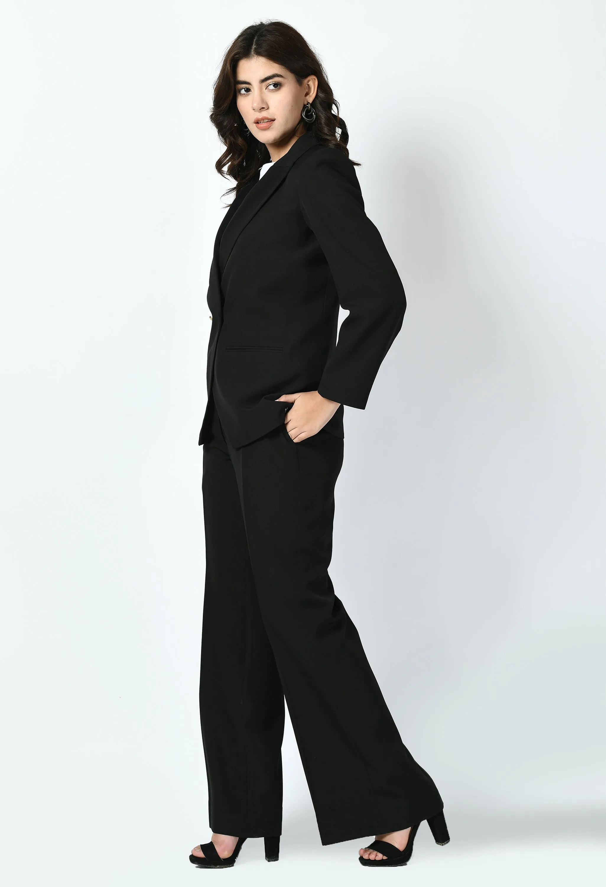 Black Vitality Formal Blazer With Bootcut Trouser