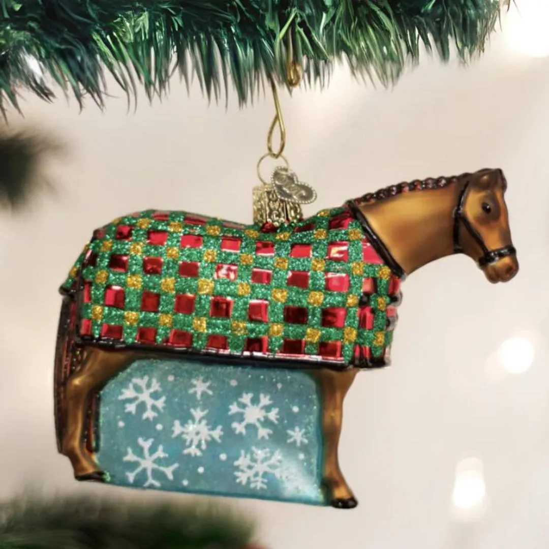 Blanketed Horse Classic Holiday Glass Ornament