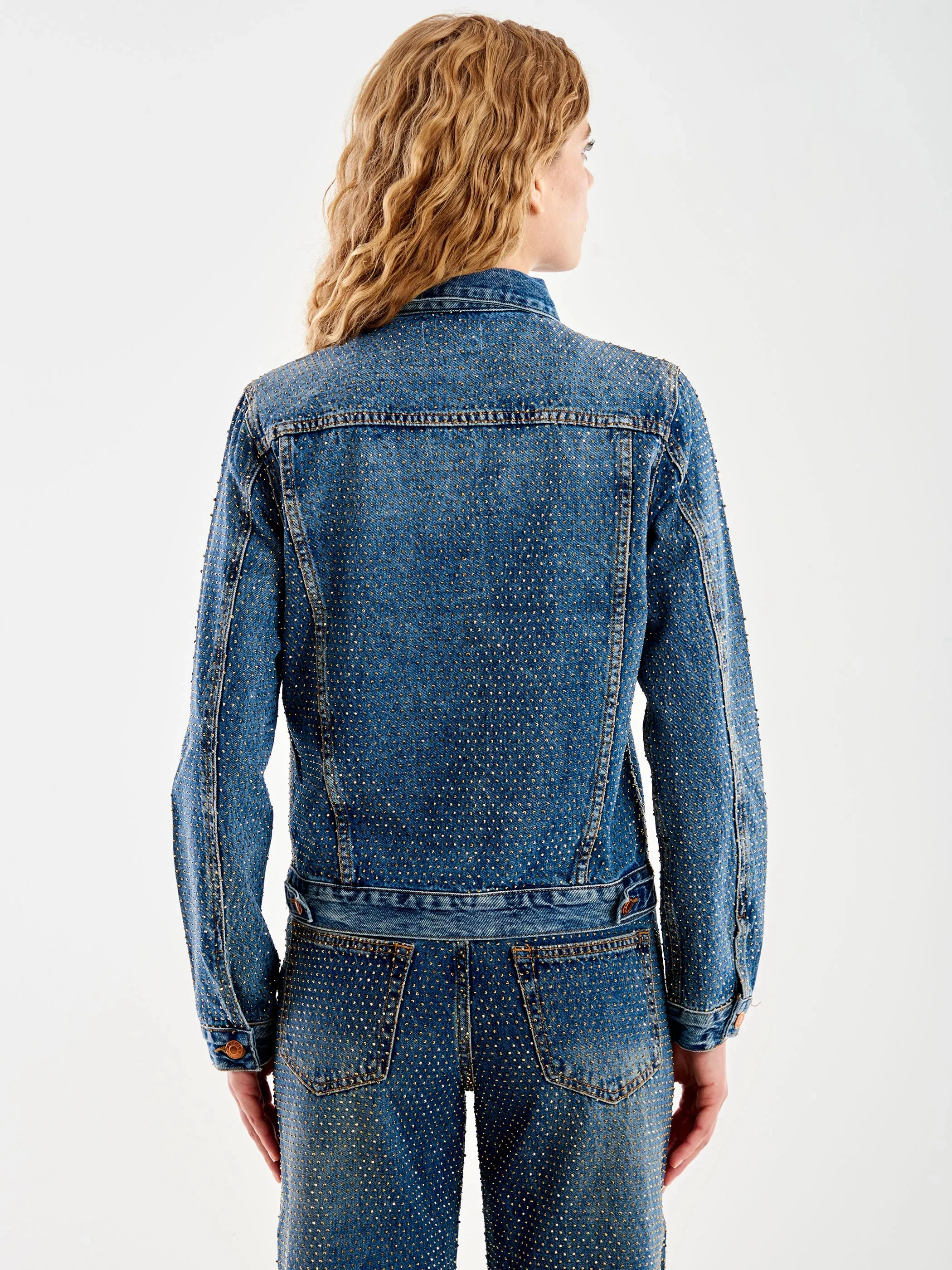 Blue jean jacket with rhinestones