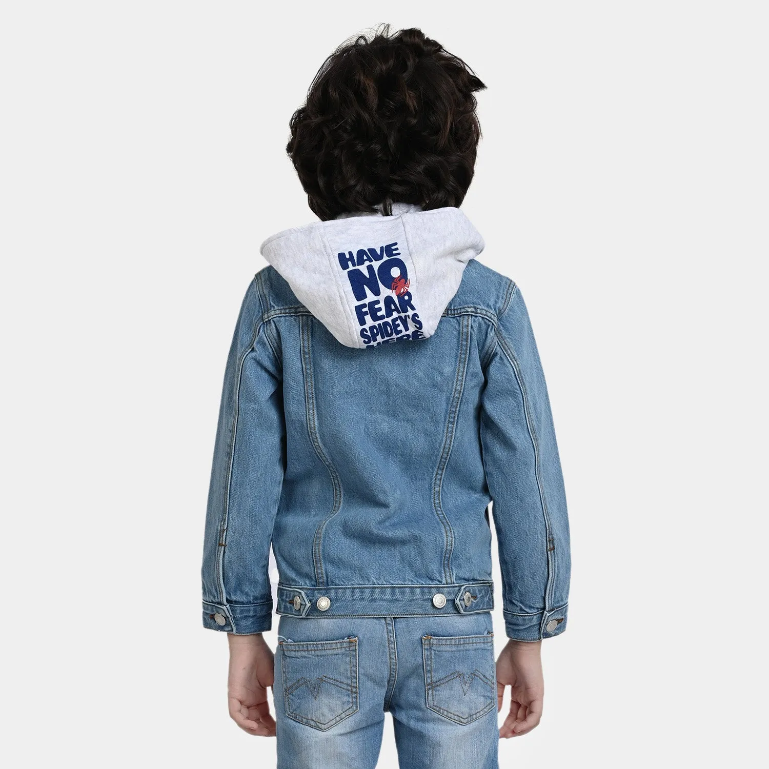 Boys Denim Hoodie Jacket Spidey's-LIGHT BLUE