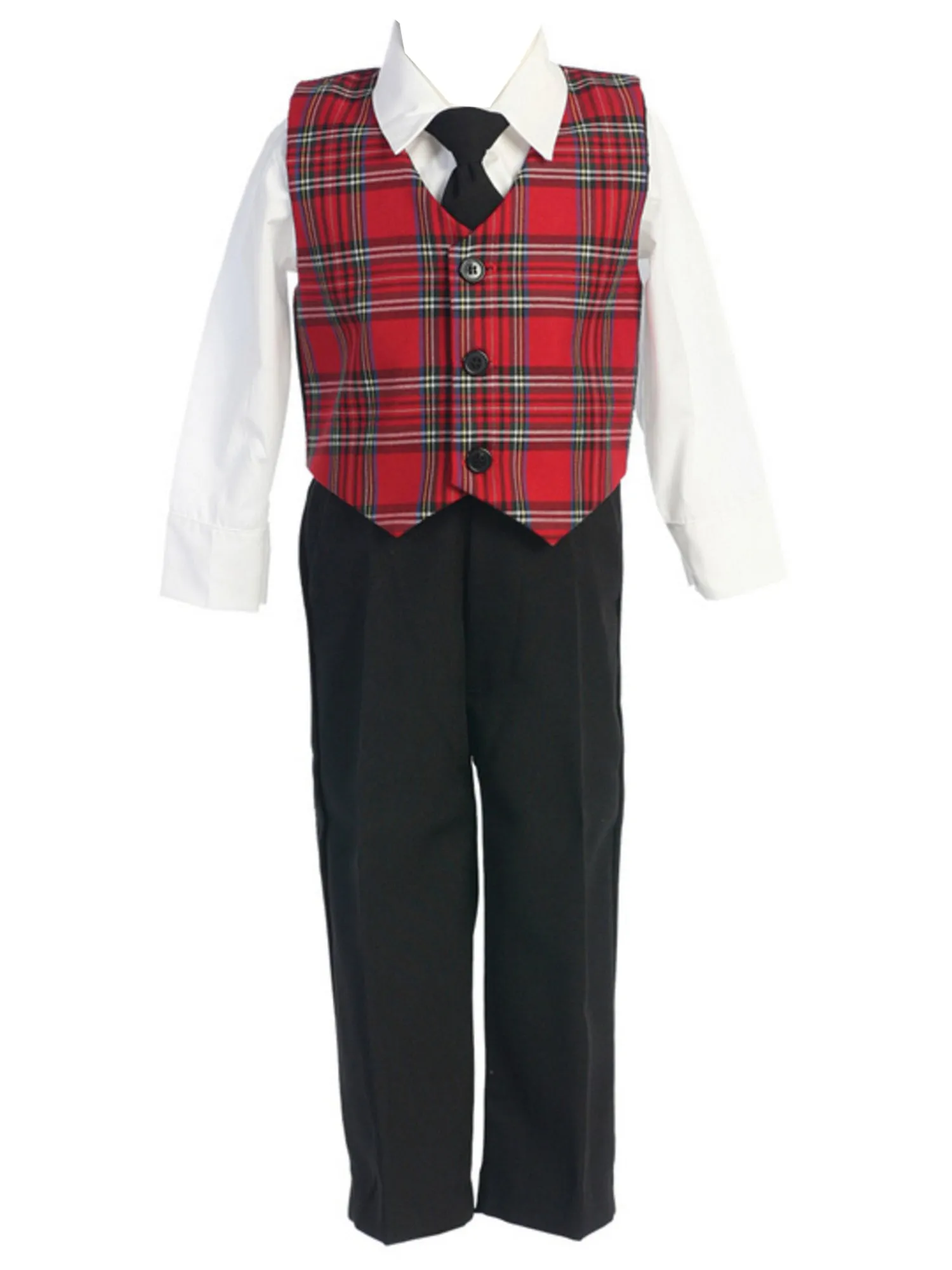 Boys Red Plaid Christmas Occasion Suit Set 2T-7