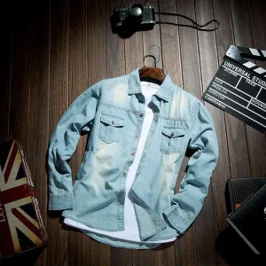 Breeze Through Seasons: Men's Slim Denim Shirt Jacket - Eternal Gleamsan Style Men's Thin