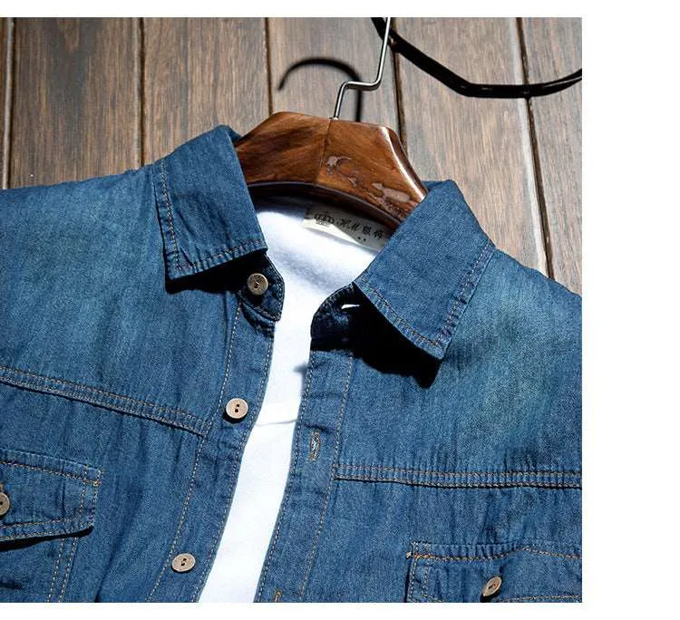 Breeze Through Seasons: Men's Slim Denim Shirt Jacket - Eternal Gleamsan Style Men's Thin