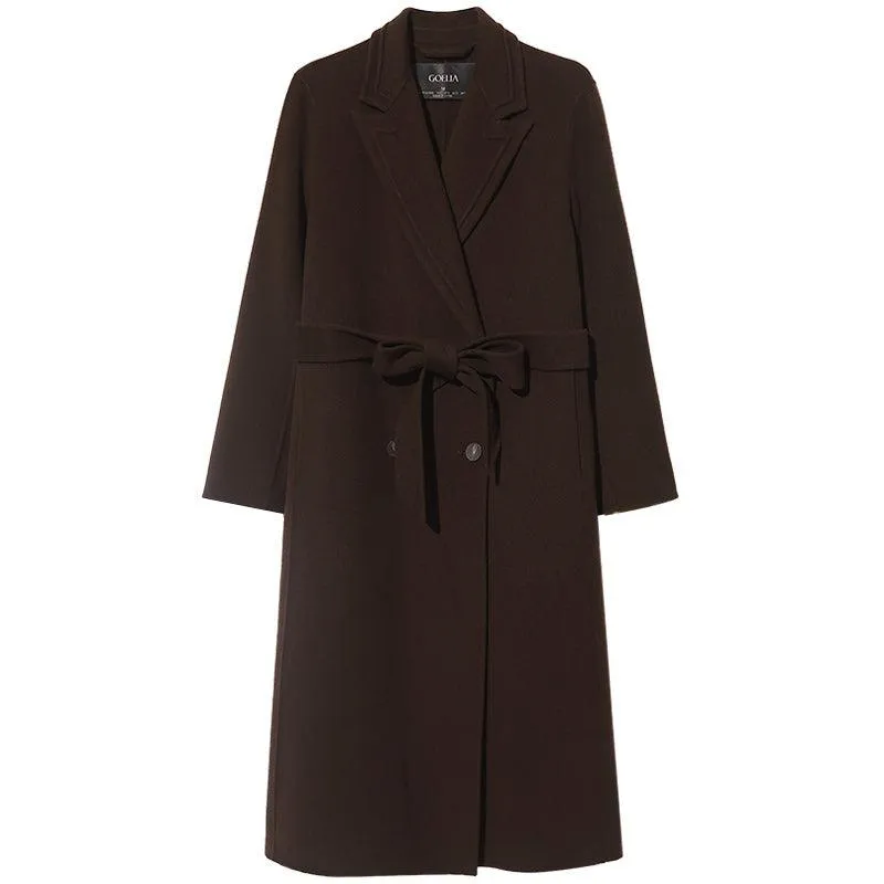 Brown Double-Breasted Woolen Coat