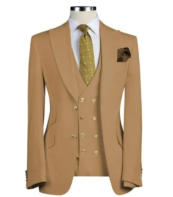 Brown Men's Suit Three Piece Suit Slim Fit