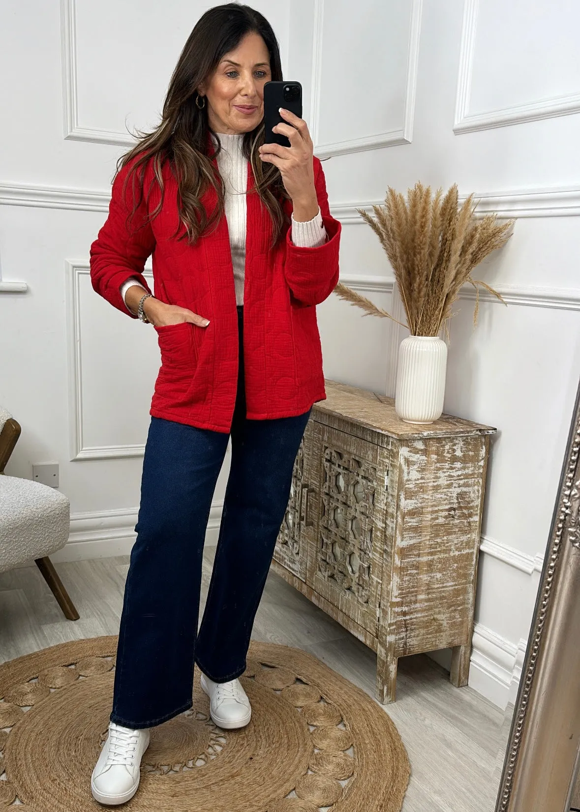 Bruna Red Quilted Jacket