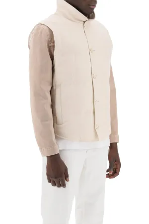 Brunello cucinelli sleeveless down jacket in linen,