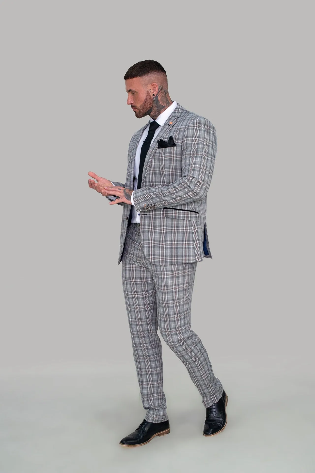 Callie Grey Check Skinny Three Piece Suit