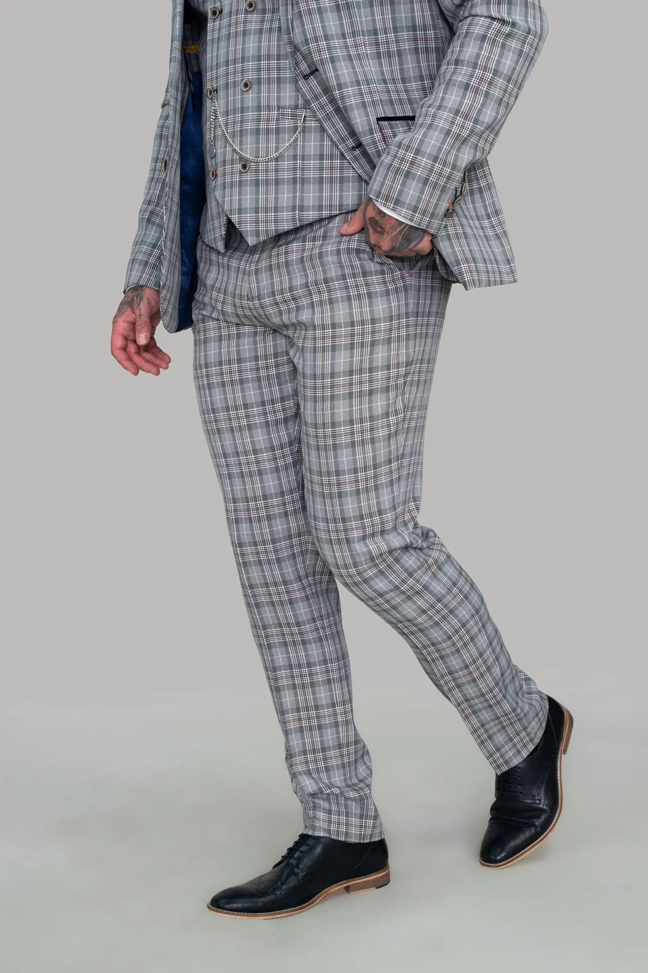 Callie Grey Check Skinny Three Piece Suit