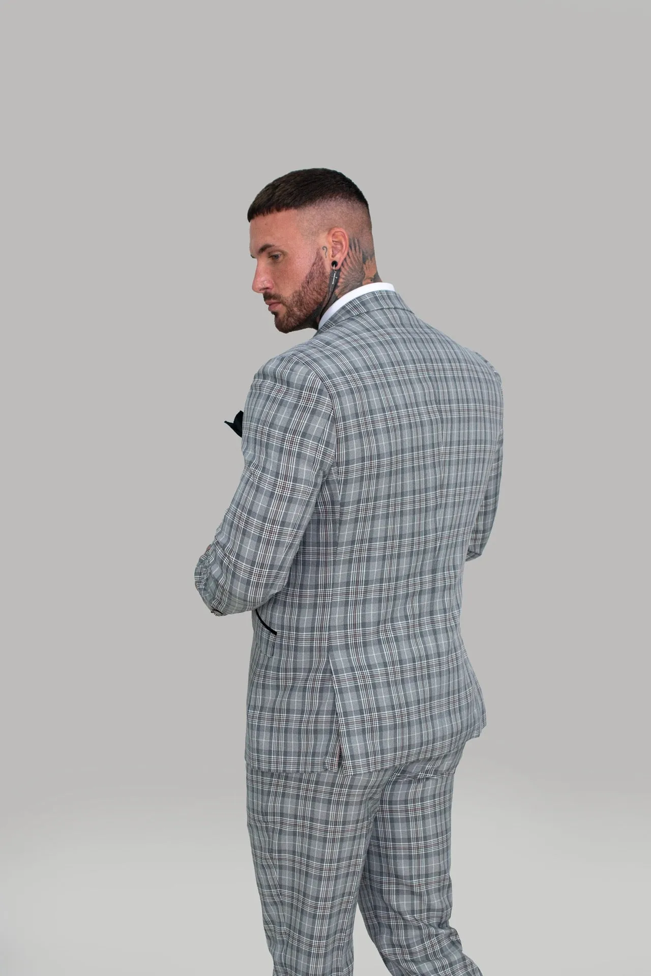 Callie Grey Check Skinny Three Piece Suit