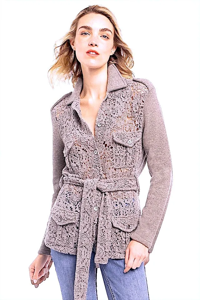 CASHMERE MACRAMÉ SAFARI JACKET. D-22031/42ML