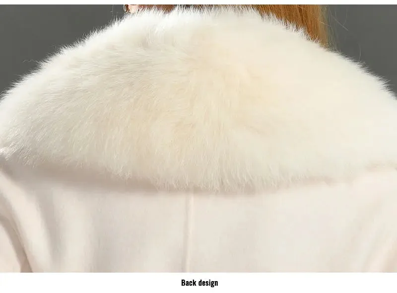 Cashmere Wool Coat with Genuine Fox Fur Trim