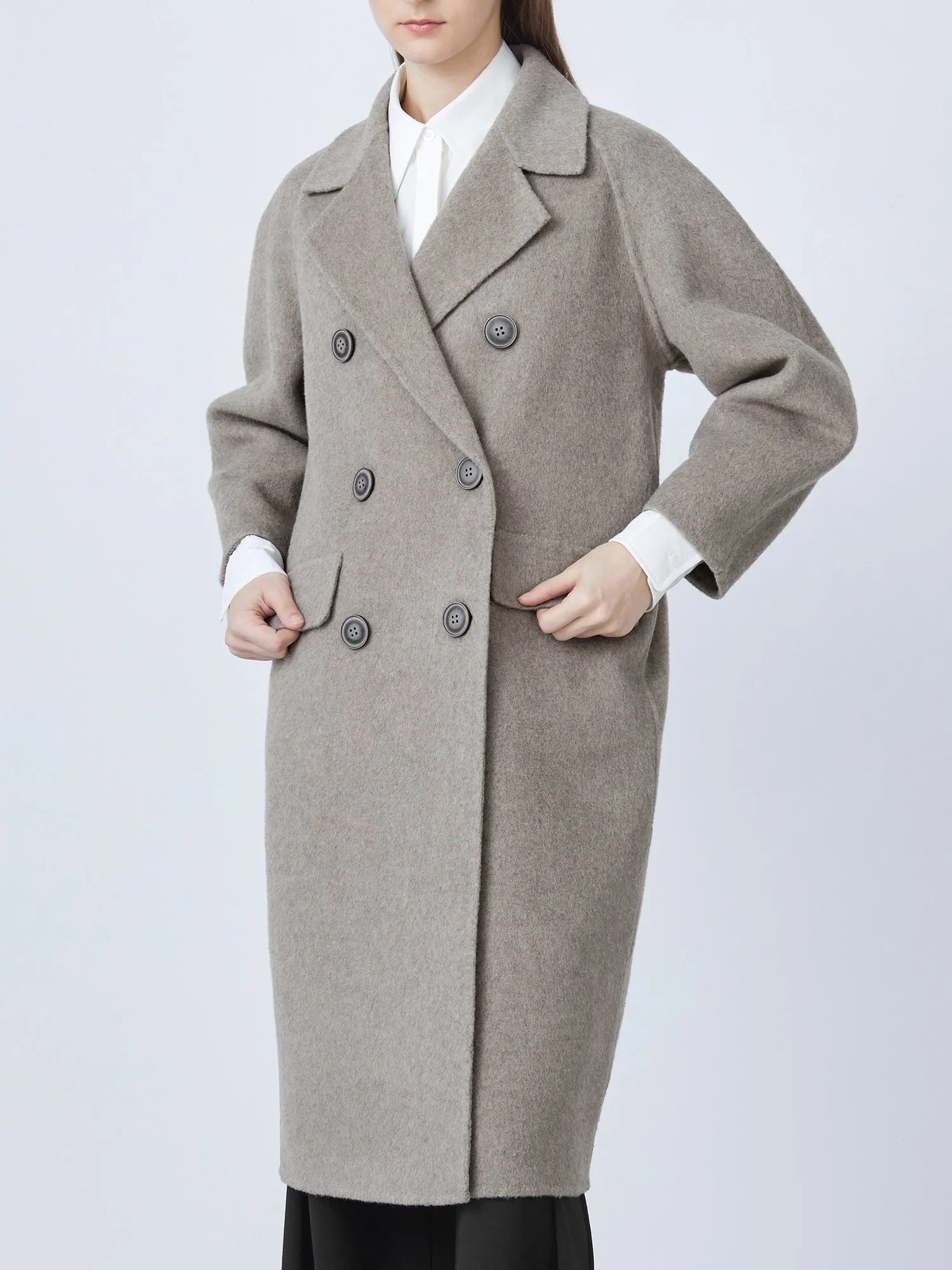 Casual Suit Collar Double Breasted Straight Woolen Coat