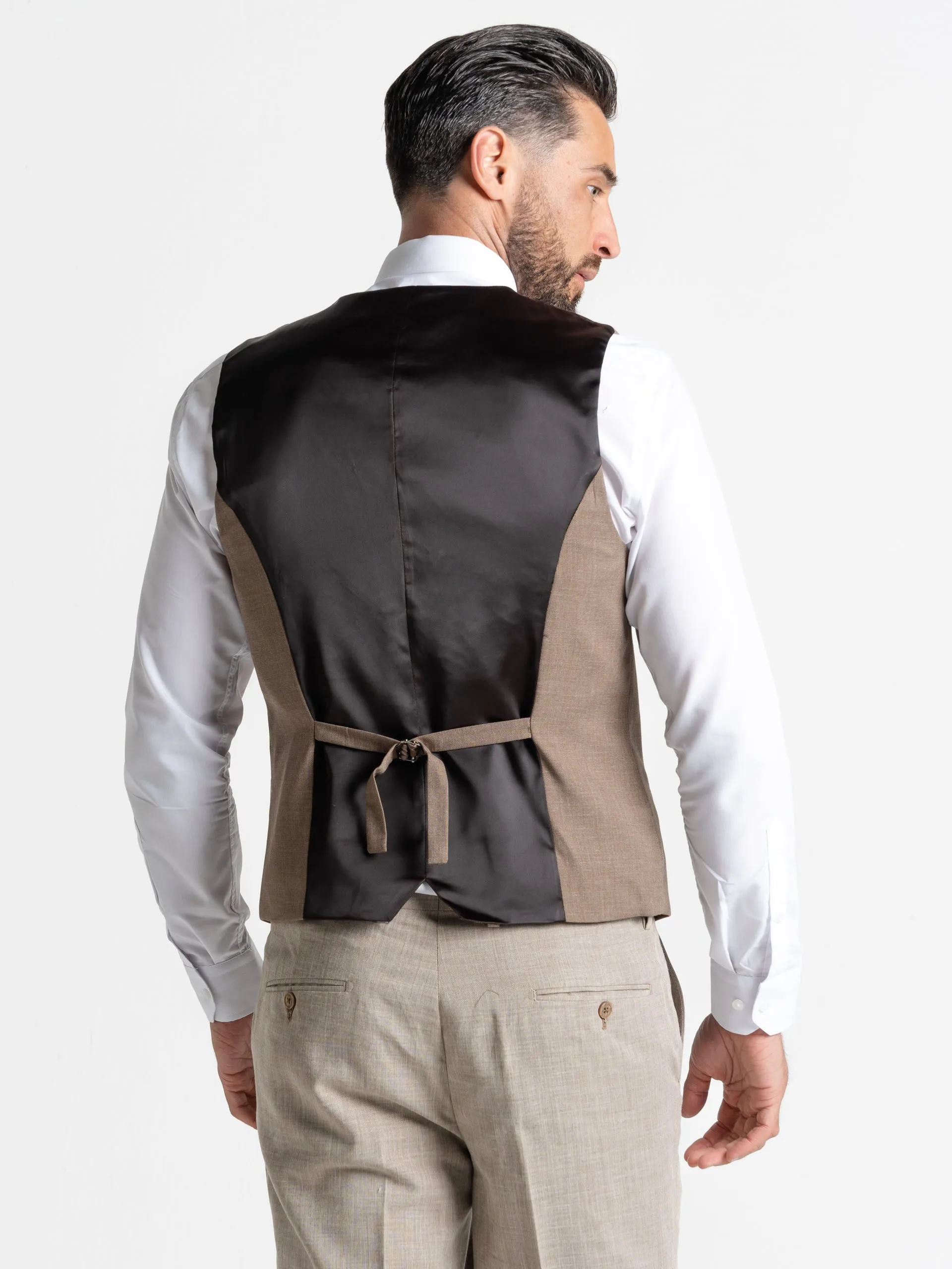 CHARLIE LIGHT BROWN BLAZER WITH COFFEE WAISTCOAT