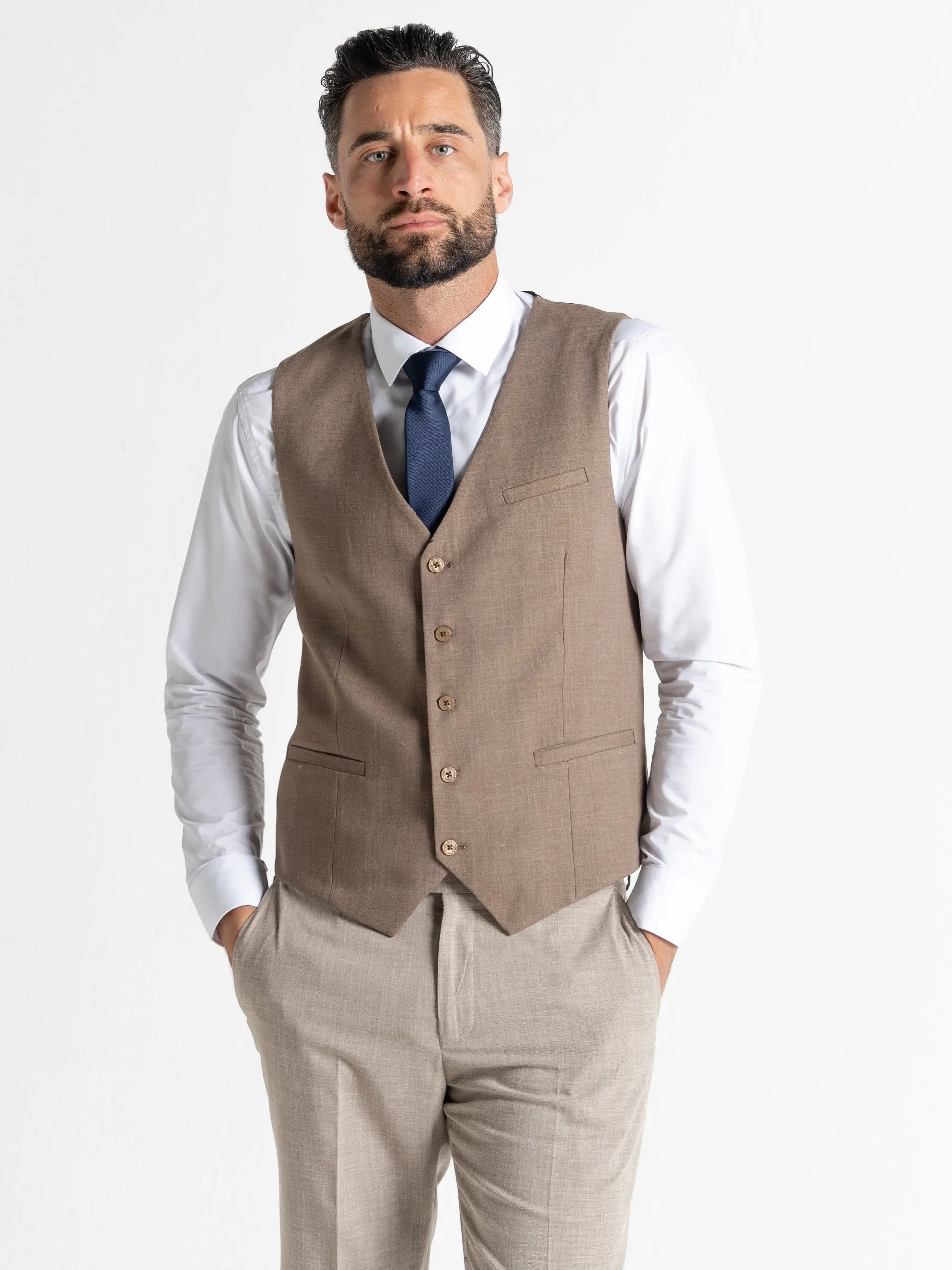 CHARLIE LIGHT BROWN BLAZER WITH COFFEE WAISTCOAT