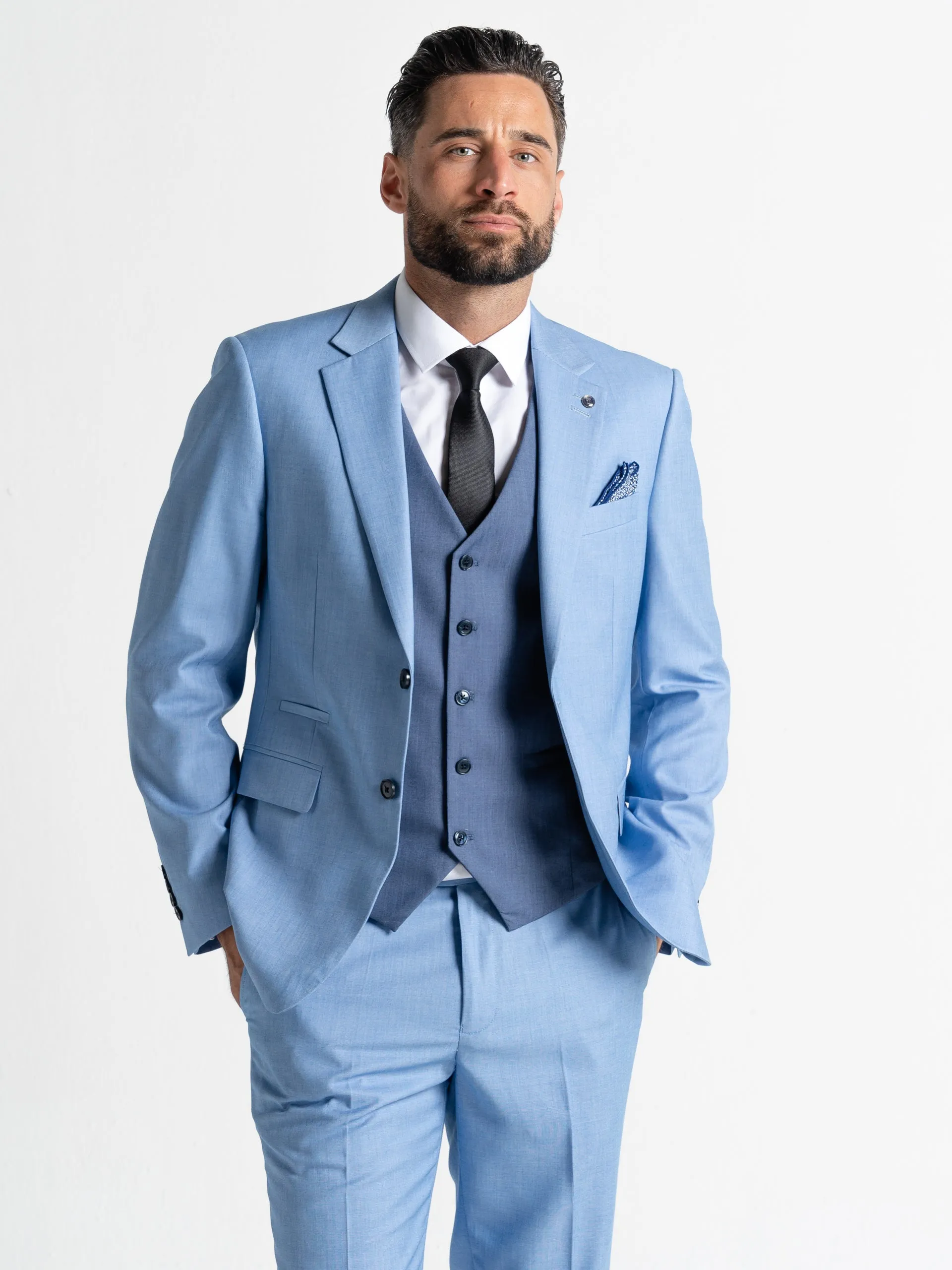 CHARLIE SKY BLUE BLAZER WITH BLUE WAISTCOAT