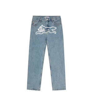 CHECK LINED DENIM PANTS - VINTAGE WASH BLUE