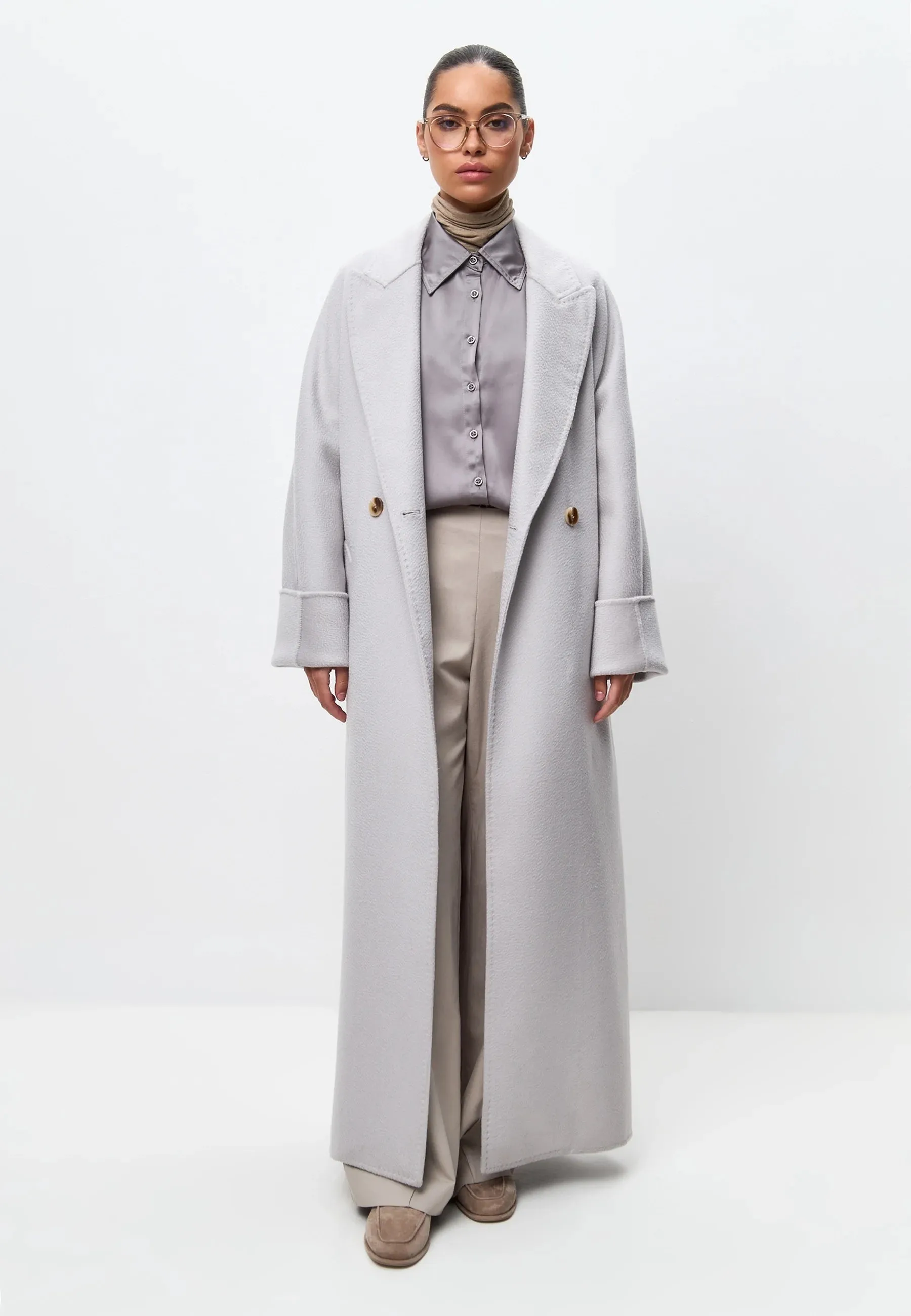 Classic Luxe Long Coat Rosie - White