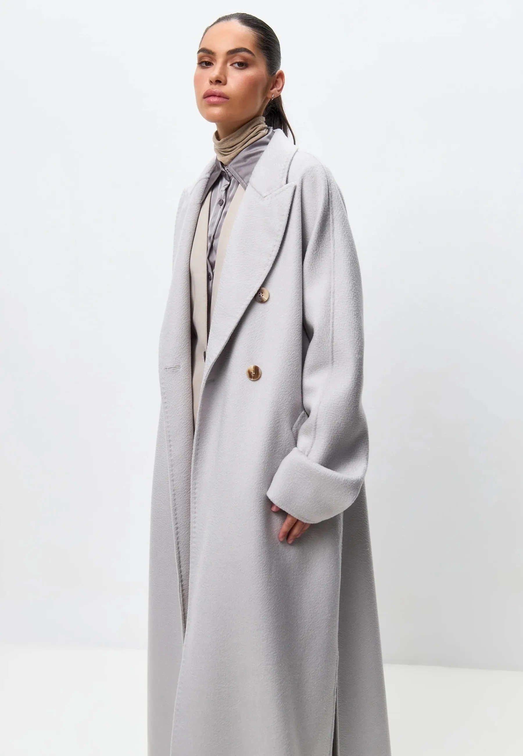 Classic Luxe Long Coat Rosie - White