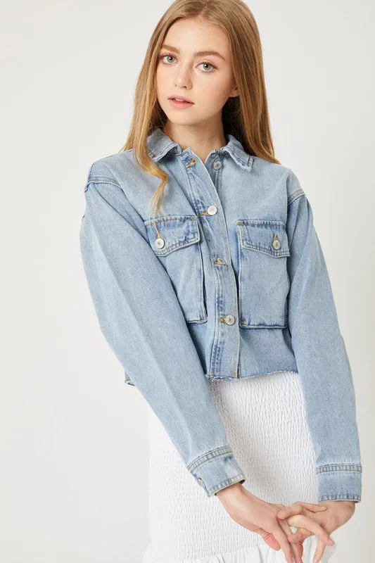 CROPPED JEAN JACKET LIGHT BLUE