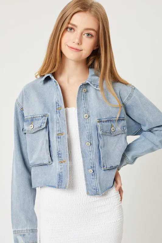 CROPPED JEAN JACKET LIGHT BLUE