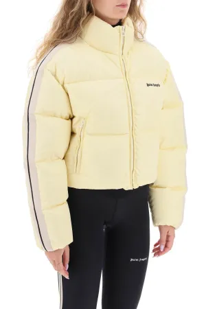 cropped puffer jacket with bands on sleeves