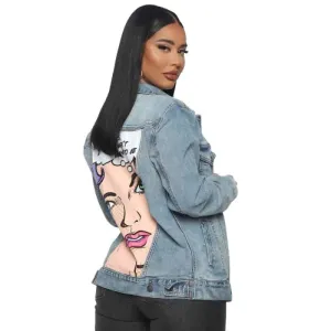 Crying Girl Printed Denim Jacket